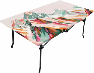 Abstract Mountains Tablecloth Fitted Table Cover for 3ft Tables - Waterproof Wipeable Elastic Table Cloth for Outdoor Picnic Camping Dining Party, Yellow Green Navy Blue Painting Art 24"x36"