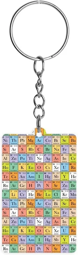 Abstract Periodic Table Funny Acrylic Keychain Rectangular Tags Stainless Steel Labels Key Rings Gifts for Men Women