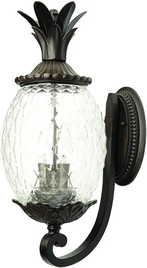 Acclaim Lighting | 7511BC | Lanai Collection | Large Outdoor Wall Mounted Pineapple Dimmable Lantern | Durable Anti-Rust Cast Aluminum | Three Light in Black Coral | Showcases Style and Hospitality