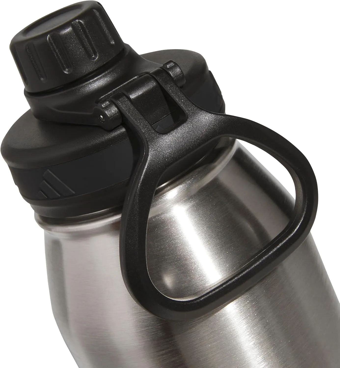 adidas 1 Liter (32 oz) Metal Water Bottle, Hot/Cold Double-Walled Insulated 18/8, Stainless Steel/Black, 32 Ounces