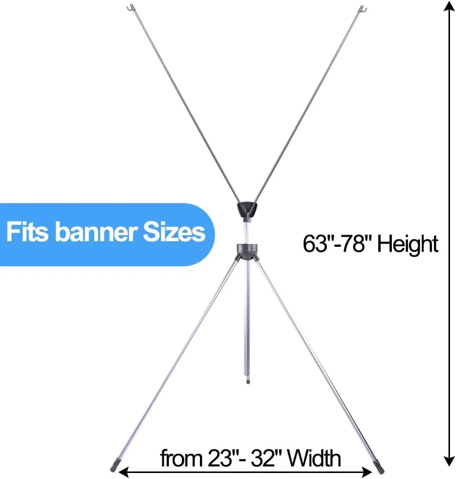 Adjustable X Banner Stand, Fits 23 to 32 Inch Wide and 63 to 78 Inch Tall Banners, Portable Display with Carrying Bag, Perfect for Trade Shows, Exhibitions, Conferences and Events, 6 Pack