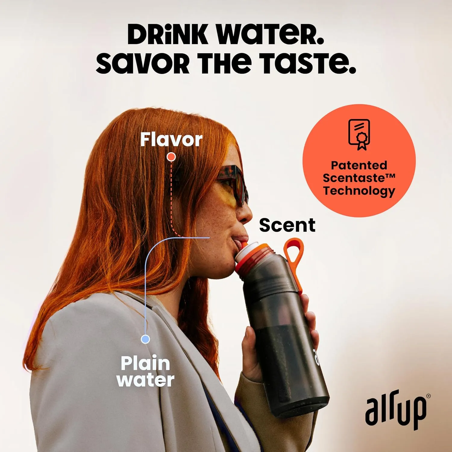 air up® water bottle (16oz) Steel Black   5x pods Flavor Fiesta | Sugar free flavor pods & Water bottles with straw | Flavored water bottle