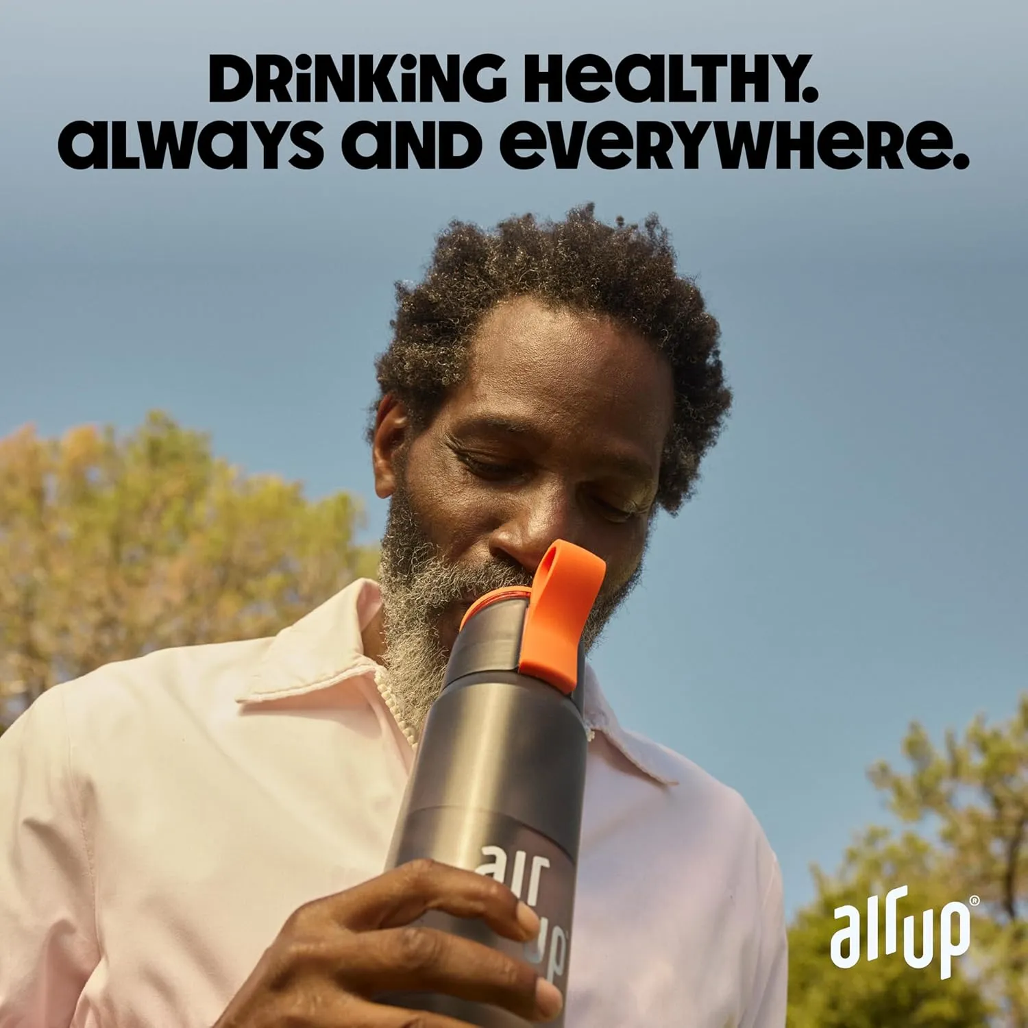 air up® water bottle (16oz) Steel Black   5x pods Flavor Fiesta | Sugar free flavor pods & Water bottles with straw | Flavored water bottle