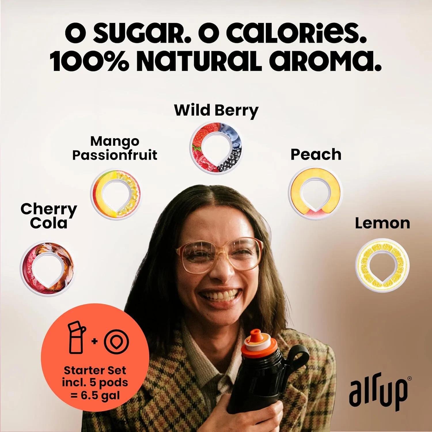 air up® water bottle (16oz) Steel Black   5x pods Flavor Fiesta | Sugar free flavor pods & Water bottles with straw | Flavored water bottle
