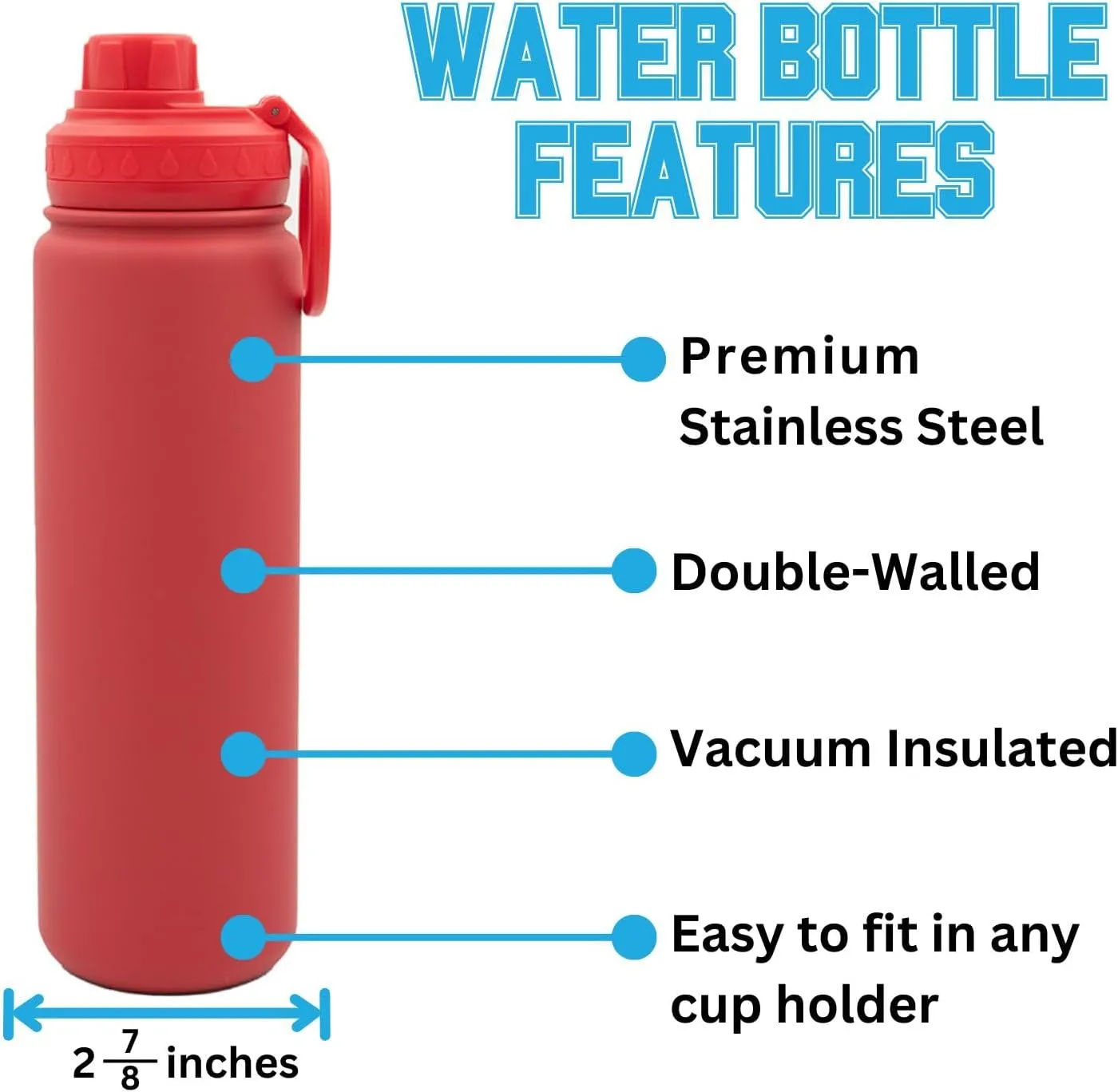 Alabama Water Bottle - Red Double Walled Stainless Steel 24 oz Keeps Drinks Cold or Hot