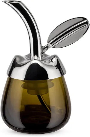 Alessi "Fior d'olio" Pourer For Olive Oil Bottle in 18/10 Stainless Steel Mirror Polished And Thermoplastic Resin With Taster in Glass, Silver