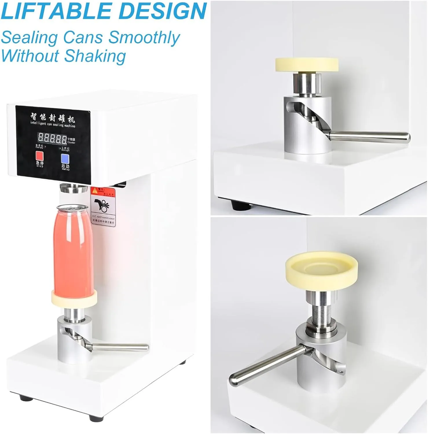 Aluminum Cup Sealer Machine, Semi-Automatic Tin Can Sealer, 5pcs/min Beer Can Sealer, Commercial Drink Sealing Machine,White-110V