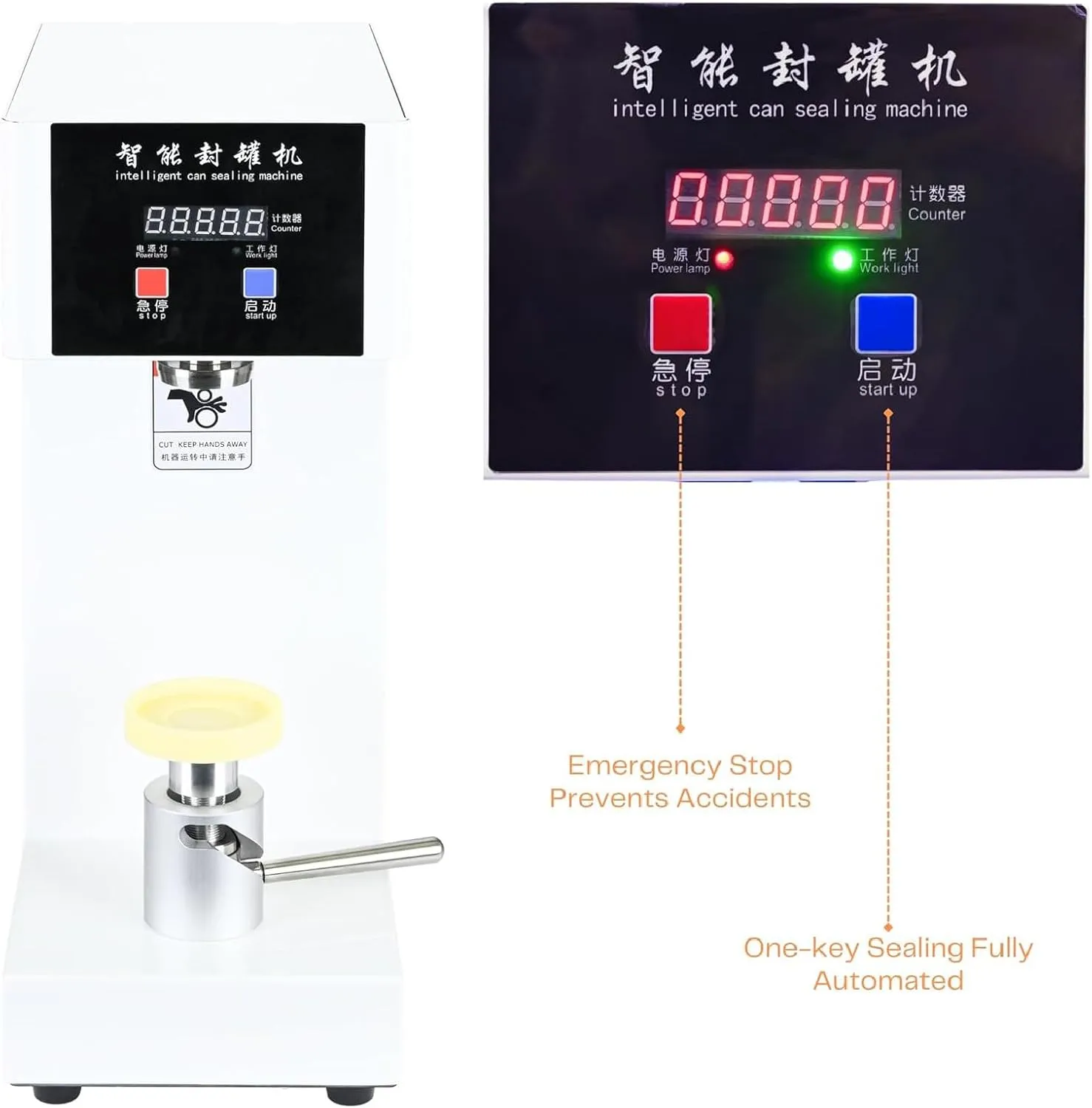 Aluminum Cup Sealer Machine, Semi-Automatic Tin Can Sealer, 5pcs/min Beer Can Sealer, Commercial Drink Sealing Machine,White-110V