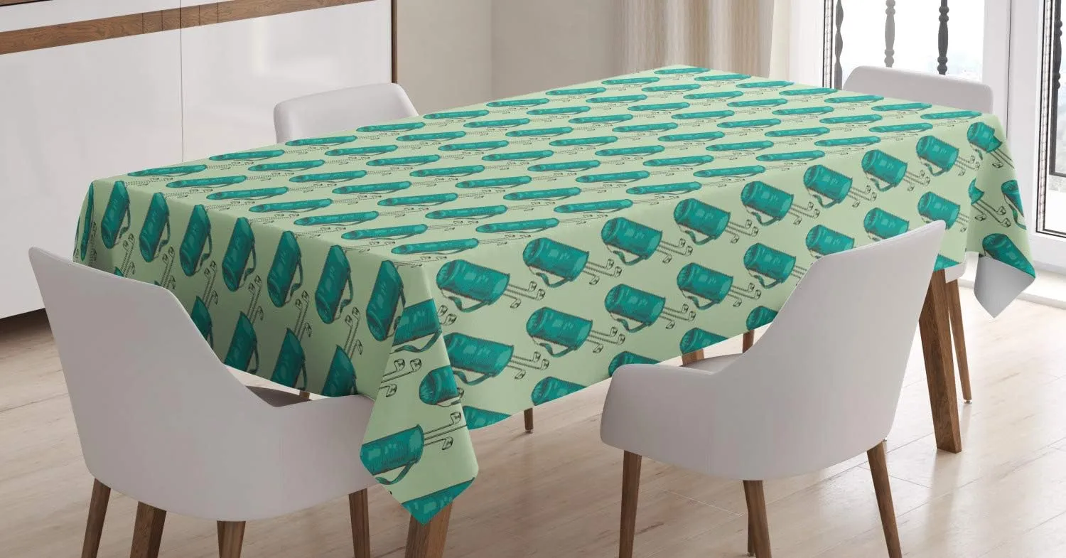 Ambesonne Golf Tablecloth, Clubs in a Bag with Shoulder Straps Modern Sports Hobby Illustration, Rectangular Table Cover for Dining Room Kitchen Decor, 60" X 90", Turquoise and Pale Green