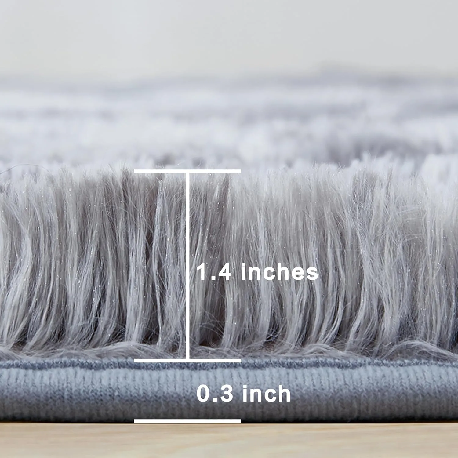 Andency Shag Fluffy Area Rug 5x8 Feet, Tie-Dyed Light Grey Anti-Skid Fuzzy Plush Faux Fur Indoor Carpets for Living Room Bedroom, Durable Rectangular Nursery Rug for Kids Room Home Decor