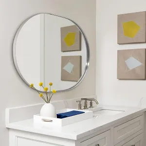 ANDY STAR Brushed Nickel Mirror Bathroom, 30x40 Oval Mirror Nickel, Pill Shaped Mirrors in Premium Stainless Steel Metal Frame 1”Deep Wall Mounted Horizontal/Vertical
