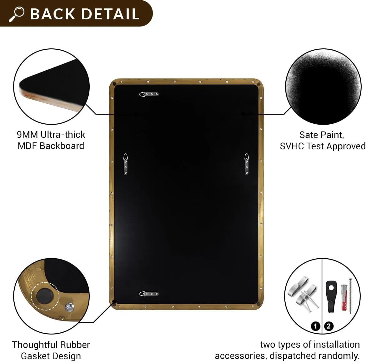 ANDY STAR Gold Bathroom Mirror, 24x36 Brushed Brass Rectangle Metal Frame Mirror for Bathroom, Modern Rectangular Wall Mounted Mirror for Vanity