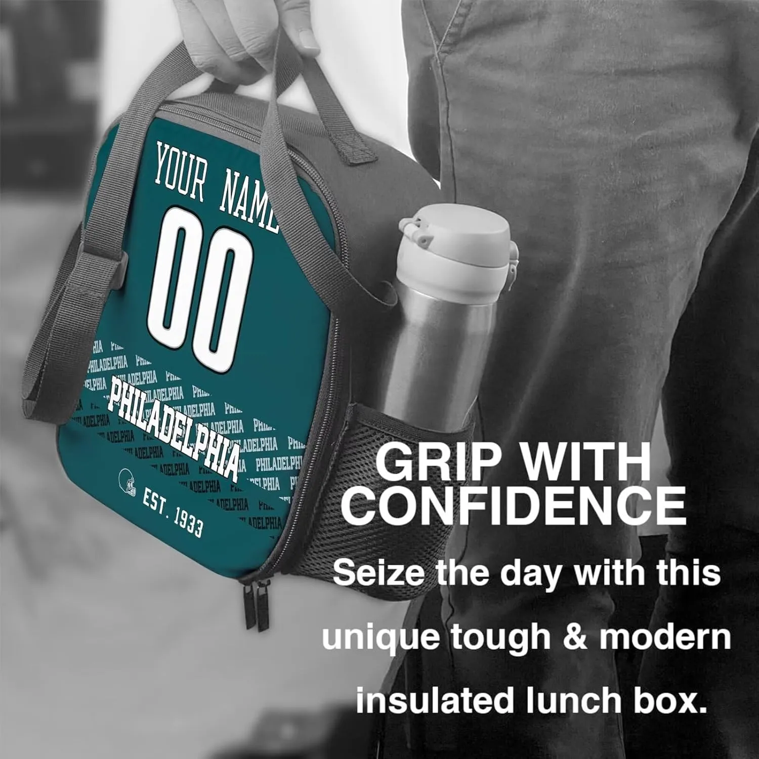 ANTKING Philadelphia Lunch Bag Custom Name Number Lunch Box Gift for Men Women Youth