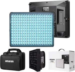 Aputure amaran P60c LED Panel Video Light RGBWW 60w CRI 95  TLCI 96 ,CCT 2500K~7500K App Control,10 Lighting FX with Softbox Carrying Case Studio Light Photography Lighting
