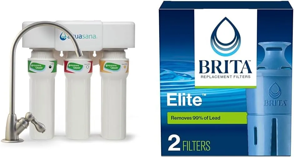 Aquasana Under Sink Water Filter   Brita Elite Water Filter Replacements for Pitchers and Dispensers