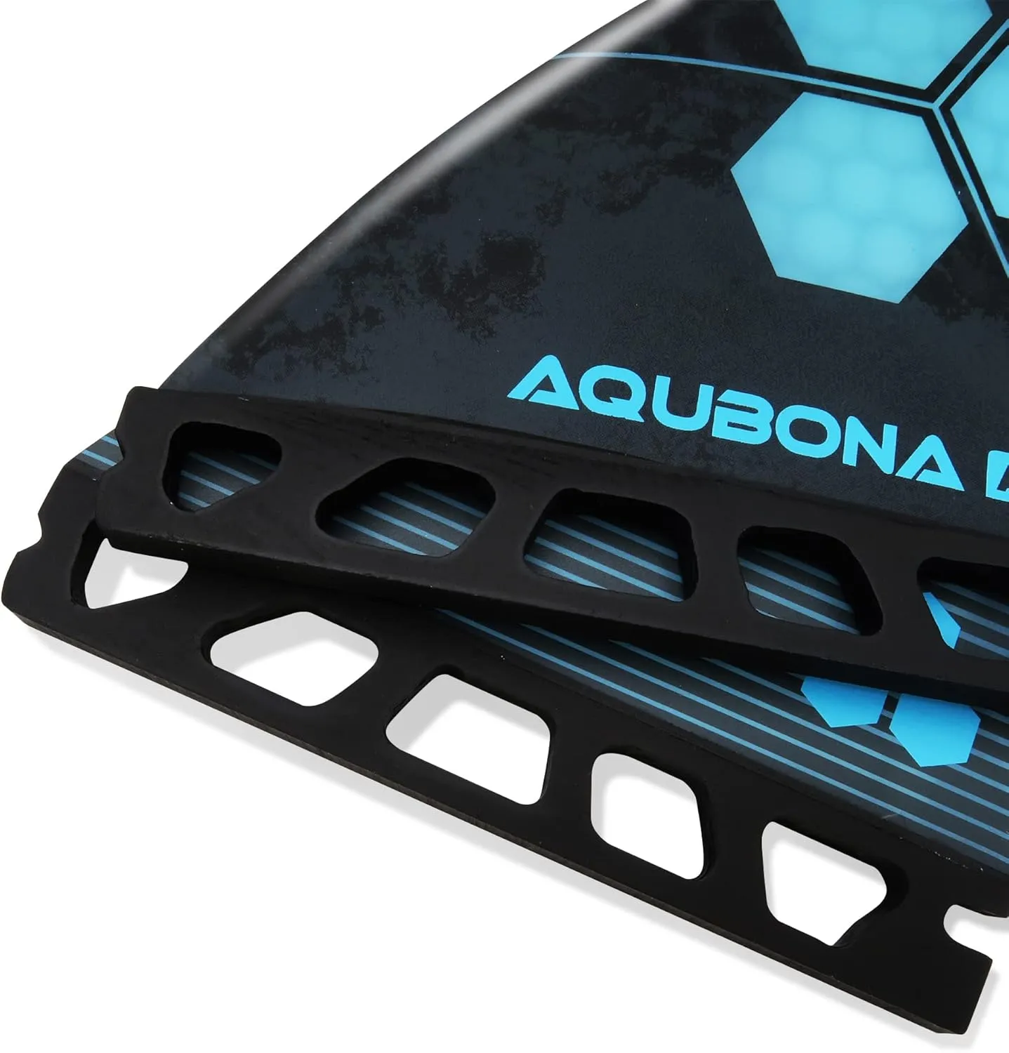AQUBONA Honeycomb Fiberglass Performance Surfboard Fins Thruster (3 Fins) Single Tab with Fin Bag, Key and Screws.