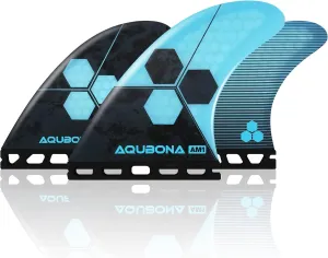 AQUBONA Honeycomb Fiberglass Performance Surfboard Fins Thruster (3 Fins) Single Tab with Fin Bag, Key and Screws.