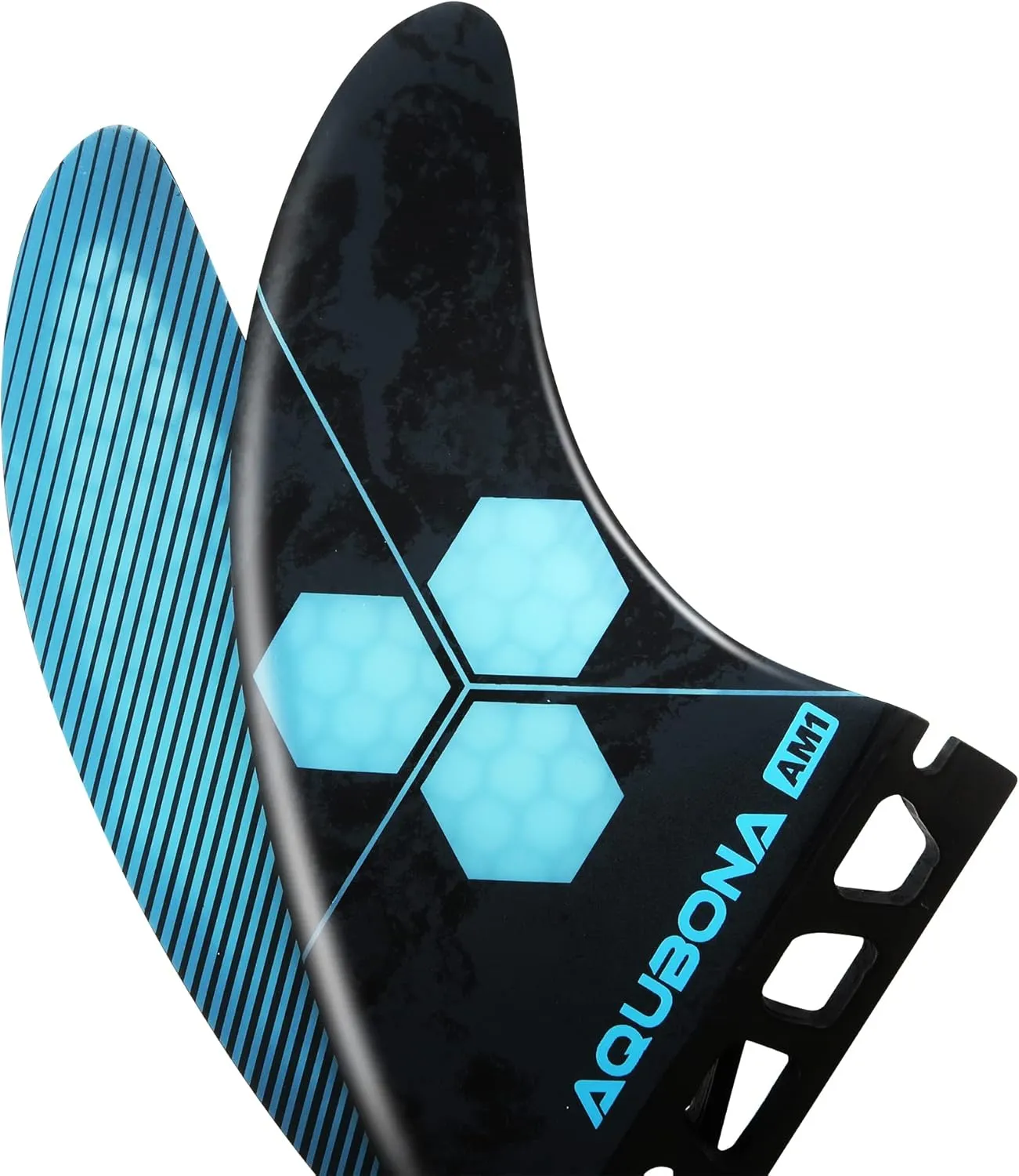 AQUBONA Honeycomb Fiberglass Performance Surfboard Fins Thruster (3 Fins) Single Tab with Fin Bag, Key and Screws.