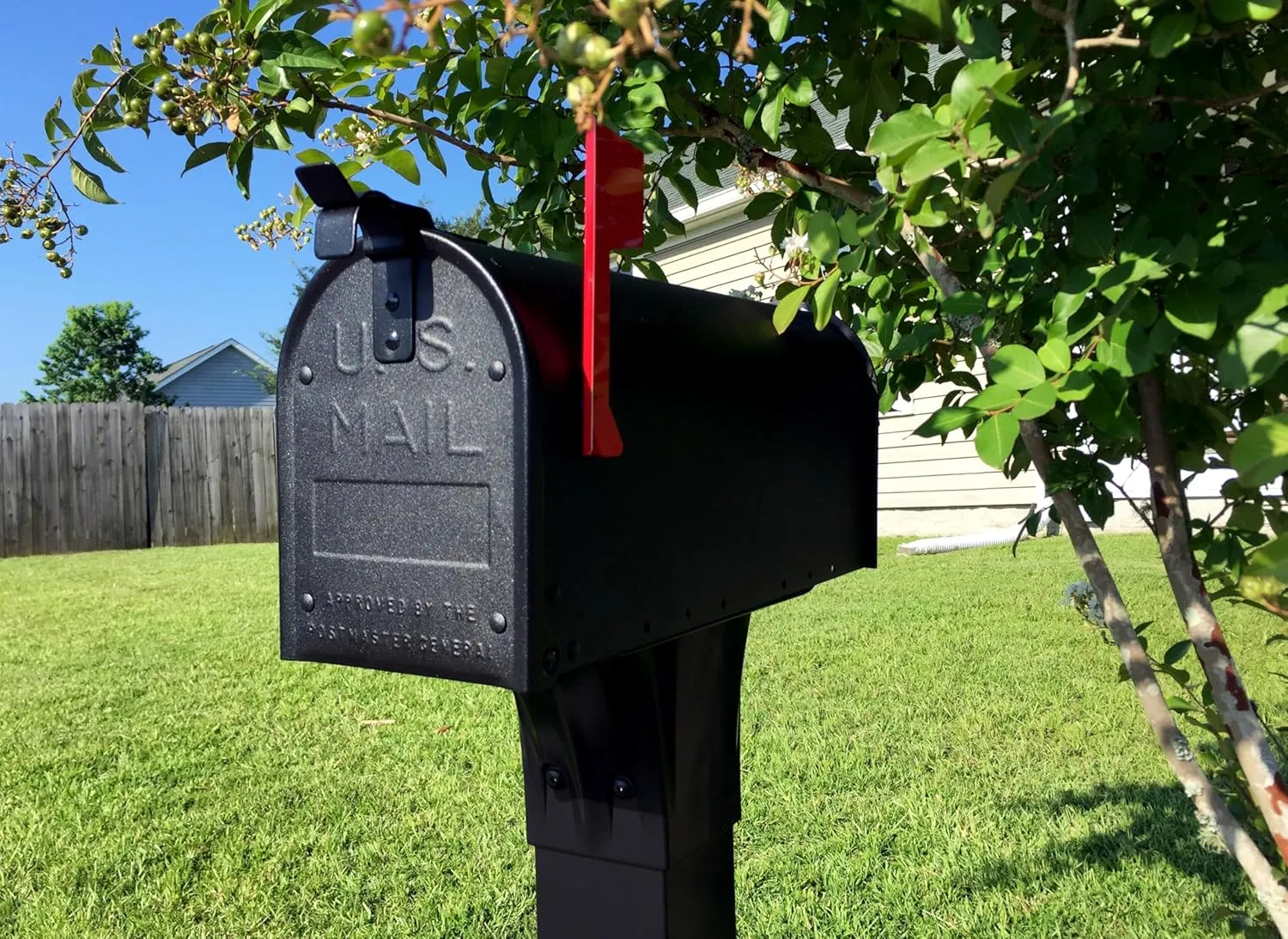 Architectural Mailboxes Admiral™ Rust-Proof Aluminum Metal Post Mounted Mail Box for Outside, Black, Medium Curbside Mailbox, USPS Approved for Residential Delivery