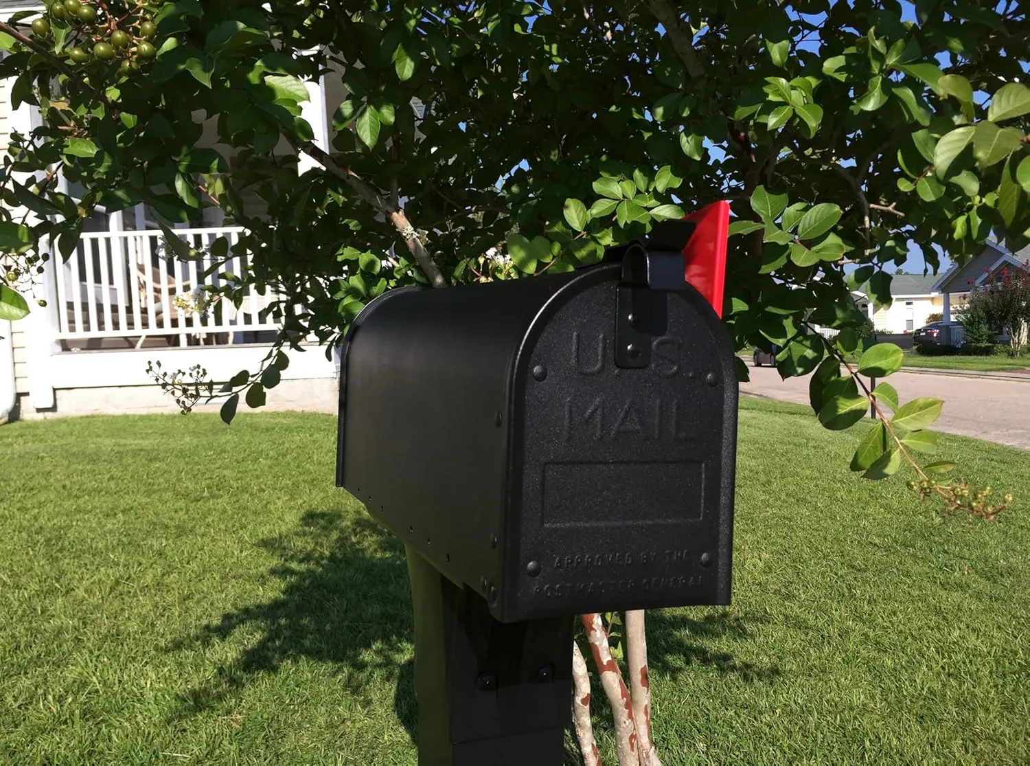 Architectural Mailboxes Admiral™ Rust-Proof Aluminum Metal Post Mounted Mail Box for Outside, Black, Medium Curbside Mailbox, USPS Approved for Residential Delivery