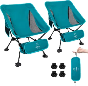 ATEPA Backpacking Chair, Ultralight Folding Portable Small Camping Chairs for Adults Compact Foldable Beach Seat with Anti-Sinking Feet & Aluminum Frame for Outdoor Hiking Travel Fishing