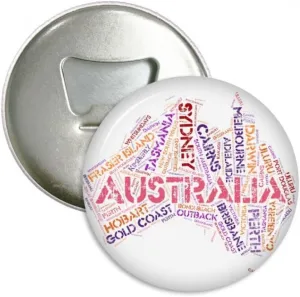Australia Flavor Map Scenic Spots Illustration Bottle Opener Fridge Magnet Emblem Multifunction Badge
