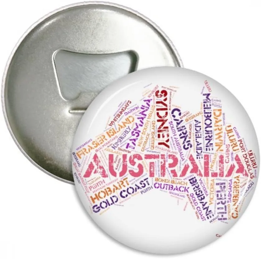 Australia Flavor Map Scenic Spots Illustration Bottle Opener Fridge Magnet Emblem Multifunction Badge