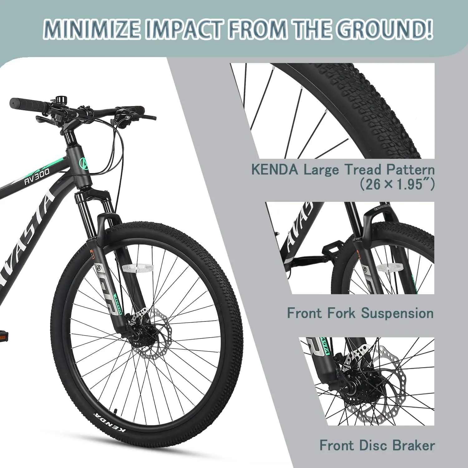 AVASTA AV300 26 27.5 inch Mountain Bike with 21-Speed，Aluminum Frame, Dual Disc Brake, Comfortable Saddle,Multiple Colors