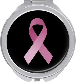 Awareness Ribbon Travel Makeup Mirror 2-Sided 1x 2X Magnification Portable Mini Mirror for Handbag Purse Pocket