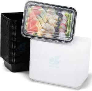 Azure Zone, 32 oz, 50-Pack Rectangular Meal Prep Food Container with Lid - One Compartment Bento Box Stackable Freezer/Microwave/Dishwasher Safe Reusable Storage Portable BPA Free