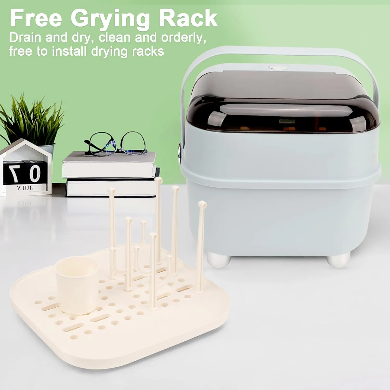 Baby Bottle Holder, Portable Large Capacity Toddler Bottles Storage Box with Lid Cover Anti-Dust Protection and Cutlery Storage Baby Bottle Drying Rack for Baby at Home Kitchen Travel (6# Large)