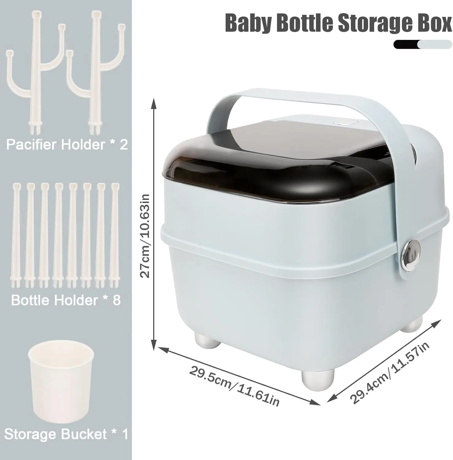 Baby Bottle Holder, Portable Large Capacity Toddler Bottles Storage Box with Lid Cover Anti-Dust Protection and Cutlery Storage Baby Bottle Drying Rack for Baby at Home Kitchen Travel (6# Large)