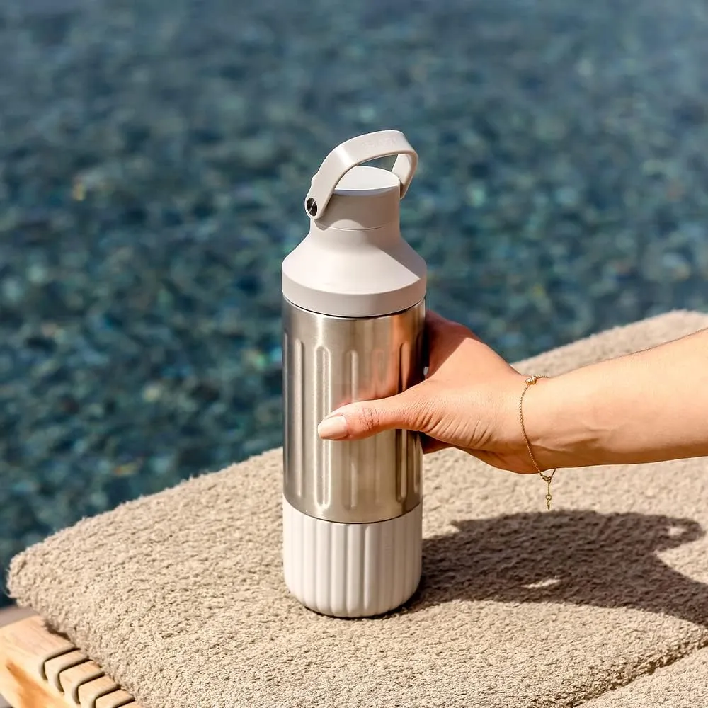 BEAST Stainless Steel Hydration Bottle with Carry Cap, 22oz (Cloud White)