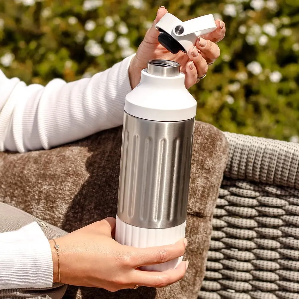 BEAST Stainless Steel Hydration Bottle with Carry Cap, 22oz (Cloud White)