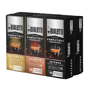 Bialetti Aluminum Nespresso Compatible Capsules - 60 count Variety Pack Espresso Pods compatible with Nespresso Machines