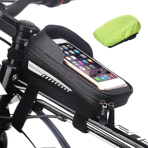 Bike Bag for Front Frame Bicycle Bag Waterproof Bike Phone Mount Top Tube Bag Bike Phone Case Holder Accessories Cycling Pouch Handlebar Bag with Hard EVA & touch screen