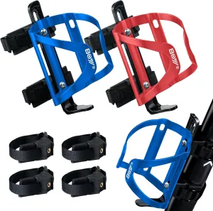 Bike Water Bottle Holder & Bottle Cage Mount for Adults & Kids,   No Screw   Velcro   Adjustable Strap   Aluminum Alloy   Lightweight   Portable for Mountain Bicycle Accessories (Blue/Pink)