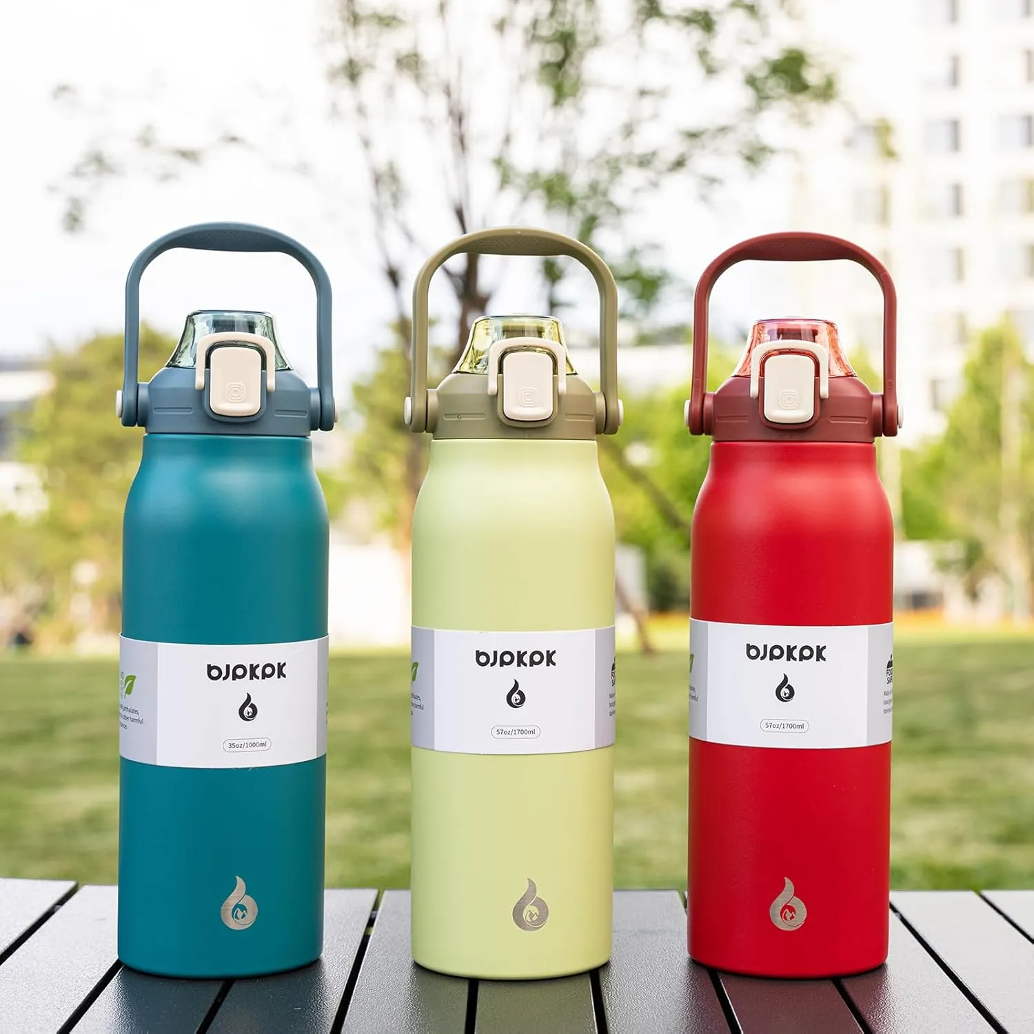 BJPKPK Insulated Water Bottles with Straw, 57 oz Sports Water Bottle with One-handed Opening Lid, BPA Free Leakproof Easy Carry Thermos, Jugs, Flasks for Gym Sports Outdoors,Light Green