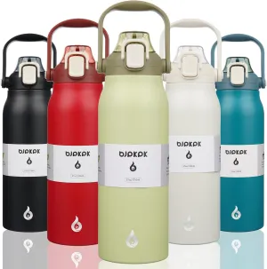 BJPKPK Insulated Water Bottles with Straw, 57 oz Sports Water Bottle with One-handed Opening Lid, BPA Free Leakproof Easy Carry Thermos, Jugs, Flasks for Gym Sports Outdoors,Light Green