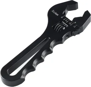 BJSIA AN Fitting Hose Wrench, 3AN-16AN Bahco Adjustable Wrench, Lightweight Aluminum Angle Stop Spanner Car Accessories Tool Black