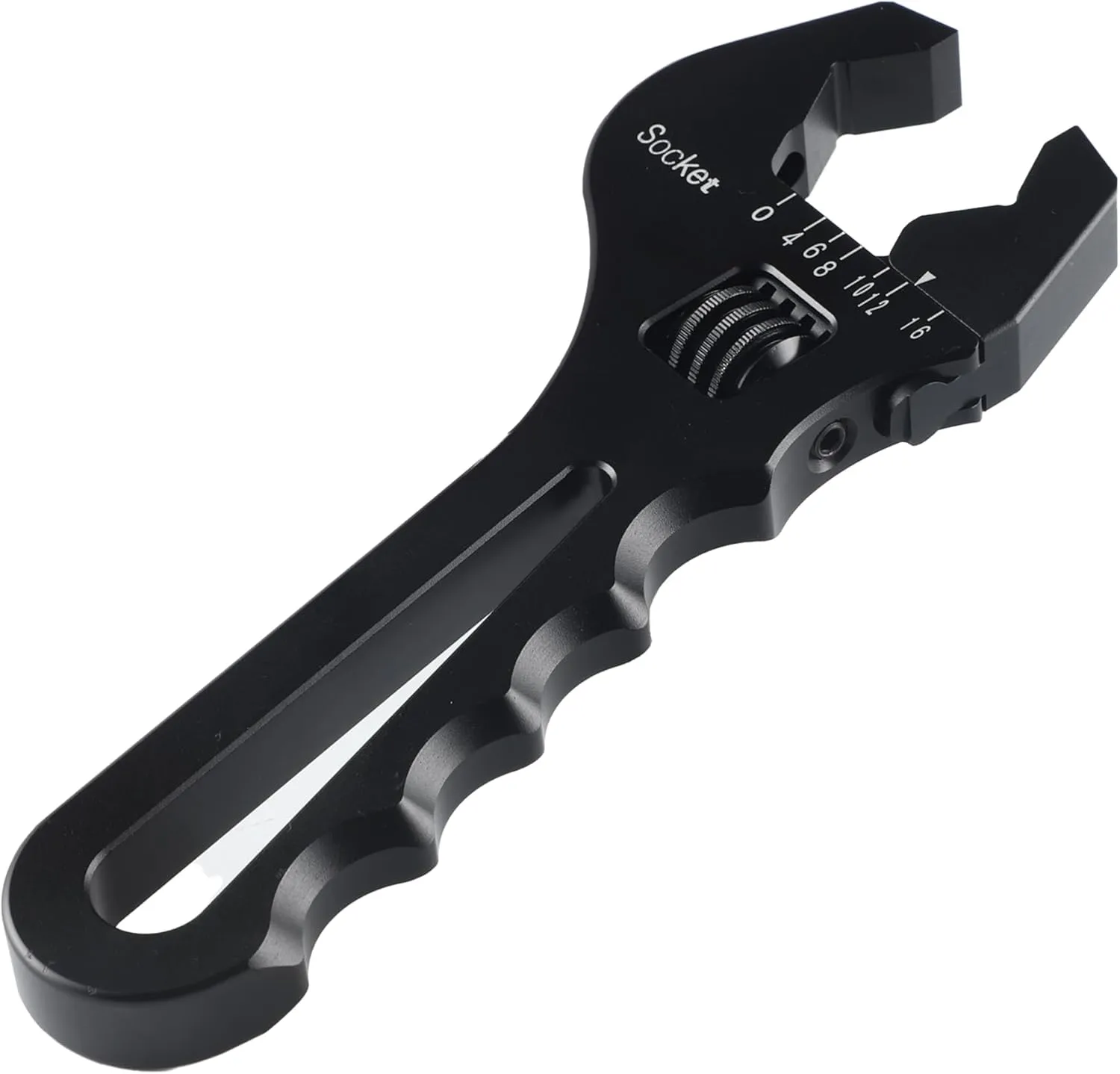BJSIA AN Fitting Hose Wrench, 3AN-16AN Bahco Adjustable Wrench, Lightweight Aluminum Angle Stop Spanner Car Accessories Tool Black