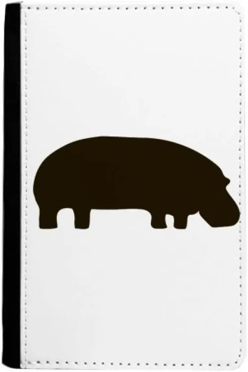 Black Hippopotamus Animal Portrayal Passport Holder Notecase Burse Wallet Cover Card Purse