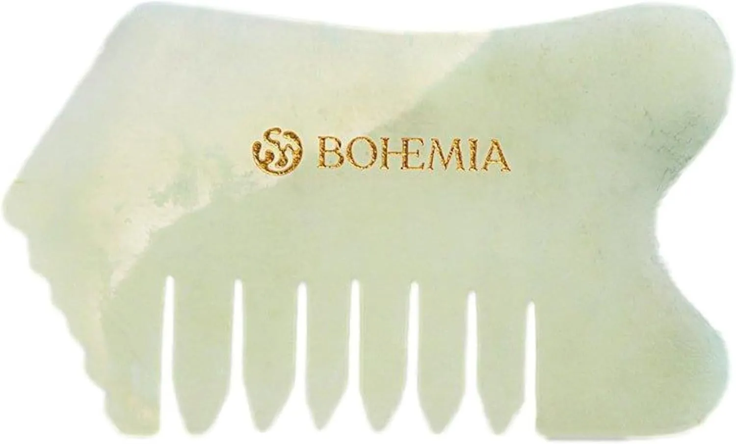 Bohemia Jade Gua Sha Hair Comb & Head, Face Massager – Authentic Stone Scalp Scraping Tool for Facial Massage Circulation, Acupoint, Relaxation & Youthful Glow