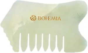 Bohemia Jade Gua Sha Hair Comb & Head, Face Massager – Authentic Stone Scalp Scraping Tool for Facial Massage Circulation, Acupoint, Relaxation & Youthful Glow