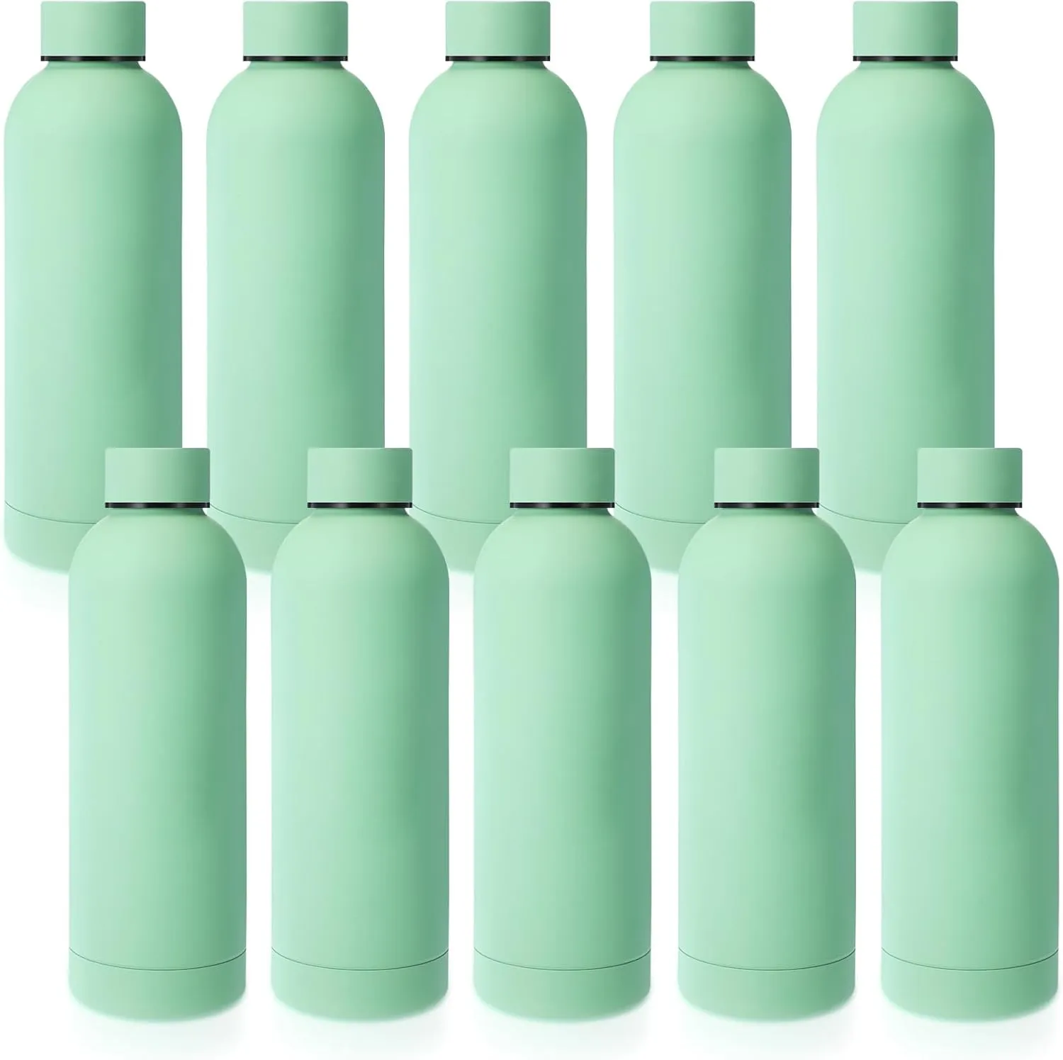 Bokon 10 Pcs Stainless Steel Water Bottle Bulk Double Layer Vacuum 17 oz Small Mouth Sport Insulated Metal Graduation Teacher CNA Gift Reusable Flask Leakproof Lid for Cyclist Runner