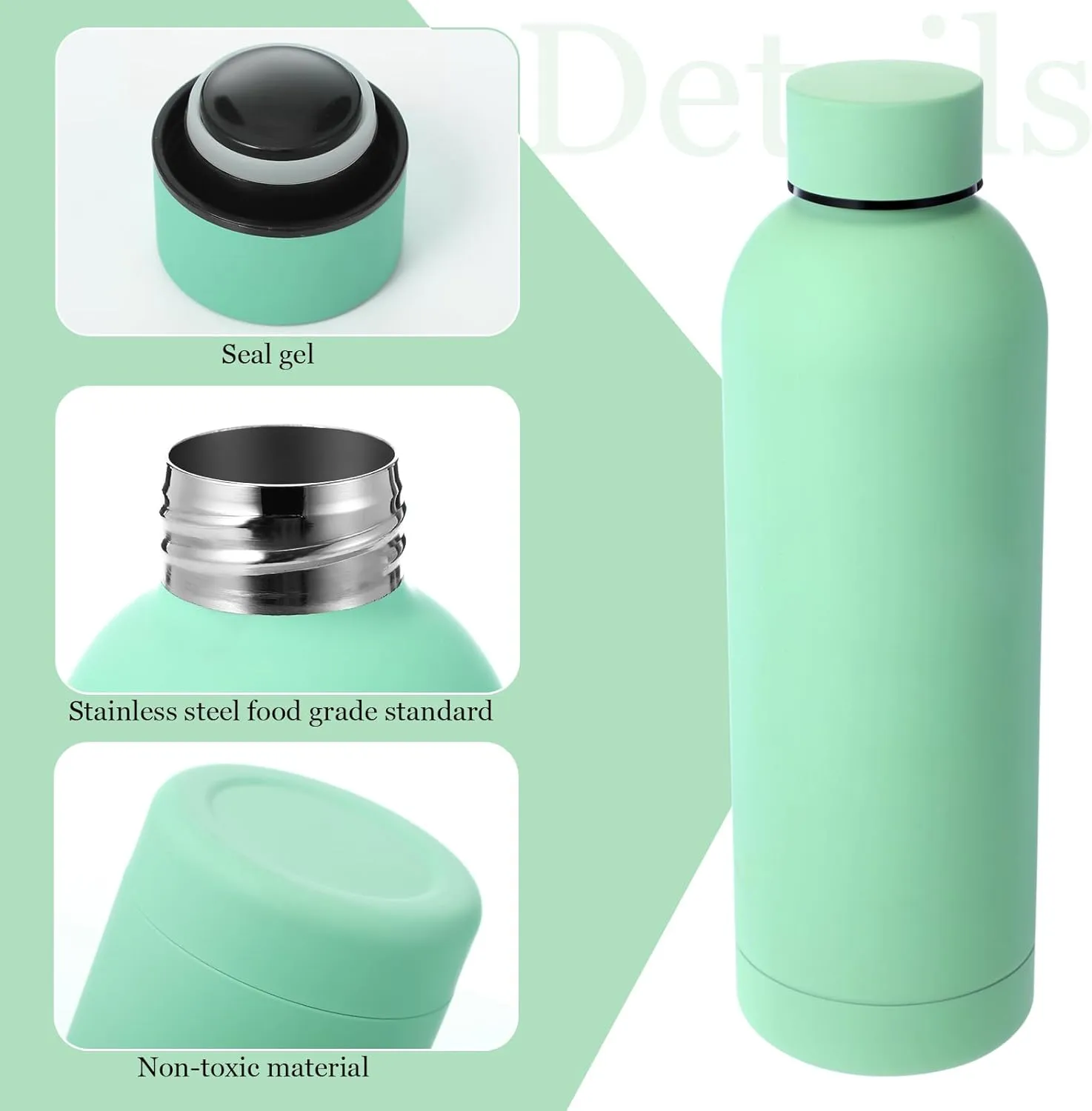 Bokon 10 Pcs Stainless Steel Water Bottle Bulk Double Layer Vacuum 17 oz Small Mouth Sport Insulated Metal Graduation Teacher CNA Gift Reusable Flask Leakproof Lid for Cyclist Runner