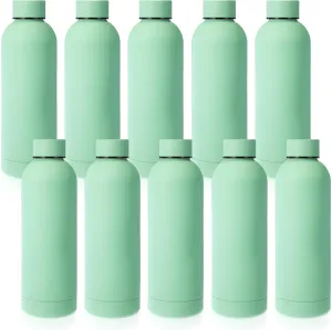 Bokon 10 Pcs Stainless Steel Water Bottle Bulk Double Layer Vacuum 17 oz Small Mouth Sport Insulated Metal Graduation Teacher CNA Gift Reusable Flask Leakproof Lid for Cyclist Runner