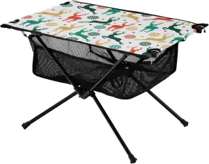 Bolaz Outdoor Folding Portable Picnic Camping Table-Christmas Deer Pattern 2,Storage Mesh for Camping Gear Accessories, Hiking, Mountaineering, Outdoor Travel