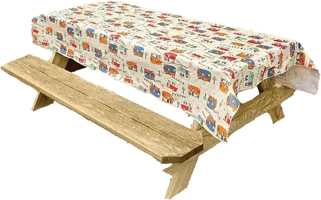 Bowery Direcsource Ltd Rectangular Polyvinyl Chloride (PVC) Camping Tablecloth, Camping Trails