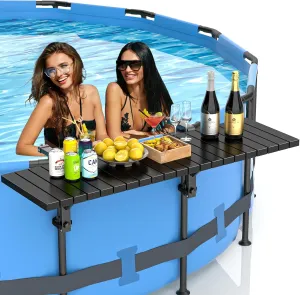 BoYata Pool Bar, Above Ground Pool Side Bar, 49.4× 9.6" Aluminum Pool Side Table Holds up to 110LBS, Swim Up Bar Fits Top Rails 4.48" or Less, Frame Above Ground Round & Oval Swimming Pool Accessories